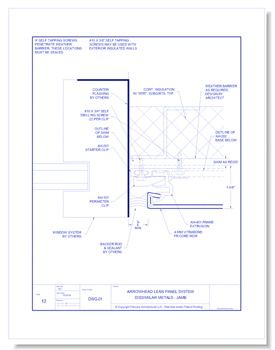 Vitrabond FR: AH Lean System 12 - Dissimilar Metals - Jamb