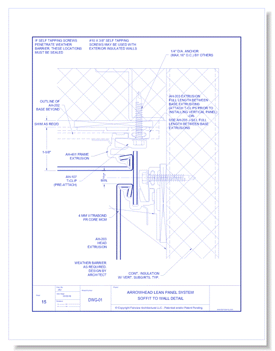 Vitrabond FR: AH Lean System 15 - Soffit to Wall Detail