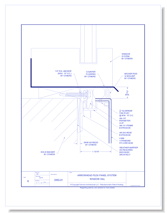  Vitrabond FR (MCM / Aluminum Cladding Material): AH Flex Panel System 6 - Window Sill Detail