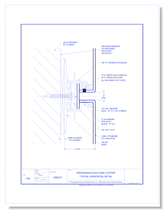  Vitrabond FR (MCM / Aluminum Cladding Material): AH Flex Panel System 11A - Typical Horizontal Detail