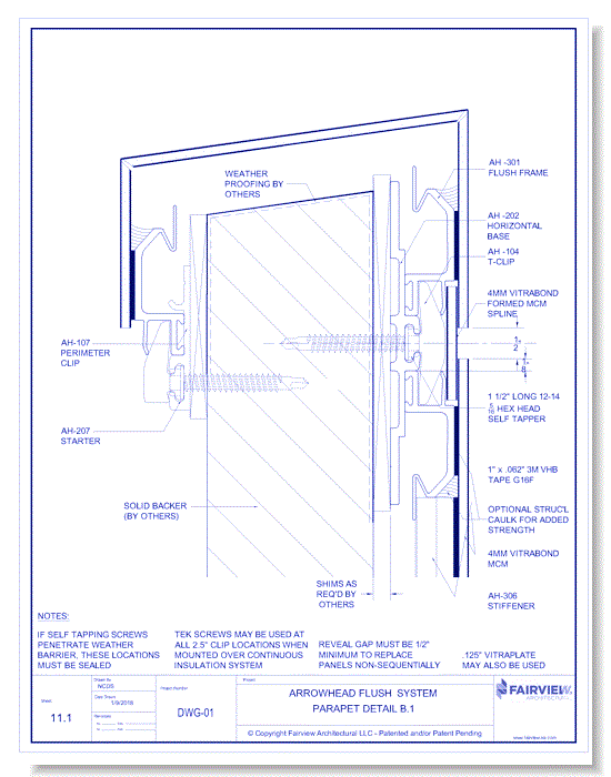  Vitrabond FR (MCM / Aluminum Cladding Material): Flush Panel System - Parapet Detail B.1