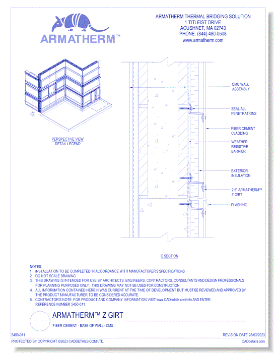 Armatherm™ Z Girt: Fiber Cement - Base Of Wall - CMU