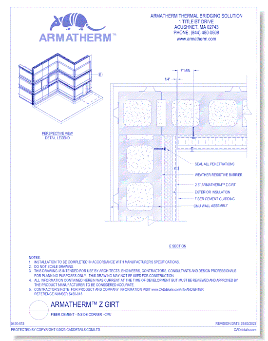 Armatherm™ Z Girt: Fiber Cement - Inside Corner - CMU