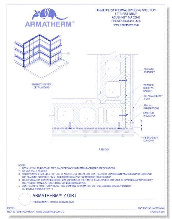 Armatherm™ Z Girt: Fiber Cement - Outside Corner - CMU