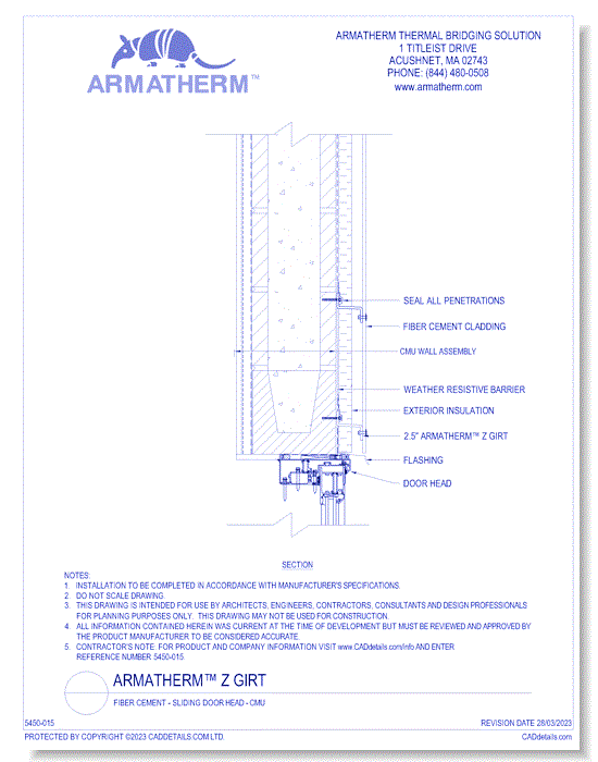 Armatherm™ Z Girt: Fiber Cement - Sliding Door Head - CMU