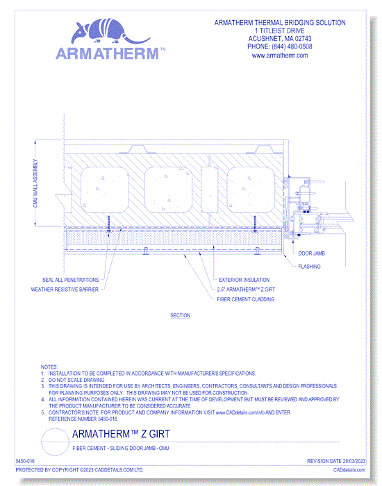 Armatherm™ Z Girt: Fiber Cement - Sliding Door Jamb - CMU
