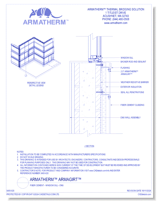 Armatherm™ Z Girt: Fiber Cement - Window Sill - CMU