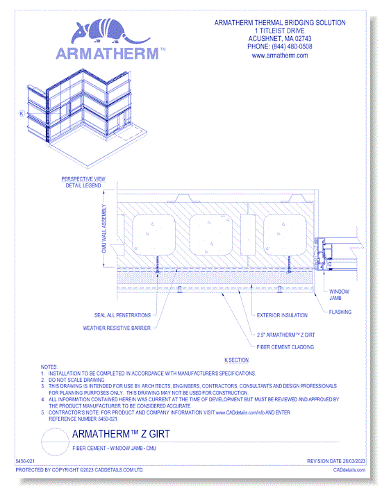 Armatherm™ Z Girt: Fiber Cement - Window Jamb - CMU