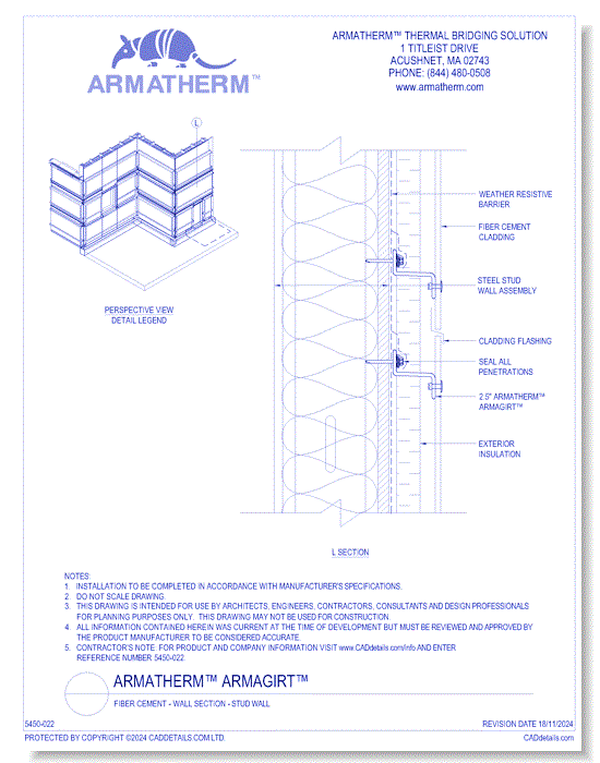 Armatherm™ Z Girt: Fiber Cement - Wall Section - Stud Wall