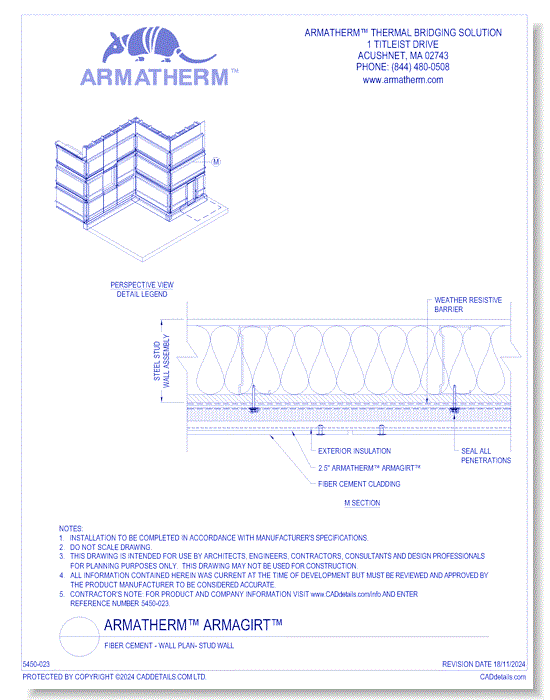 Armatherm™ Z Girt: Fiber Cement - Wall Plan- Stud Wall