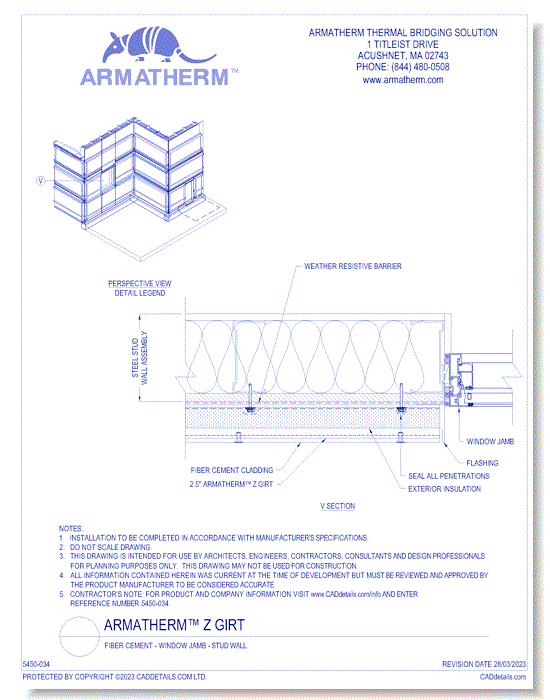 Armatherm™ Z Girt: Fiber Cement - Window Jamb - Stud Wall