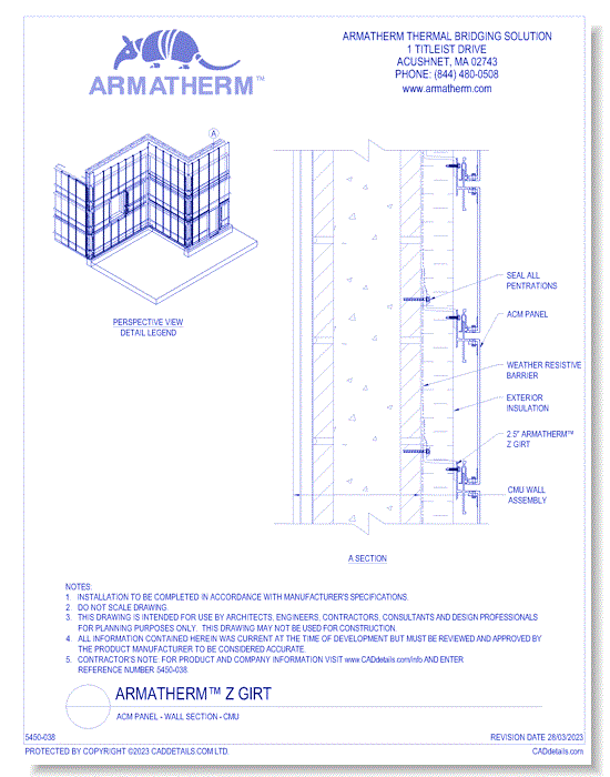 Armatherm™ Z Girt: ACM Panel - Wall Section - CMU