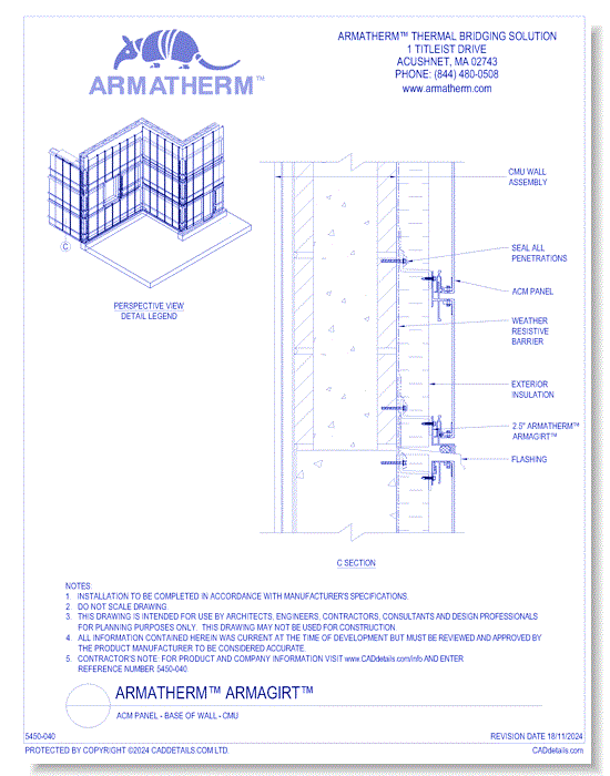 Armatherm™ Z Girt: ACM Panel - Base Of Wall - CMU