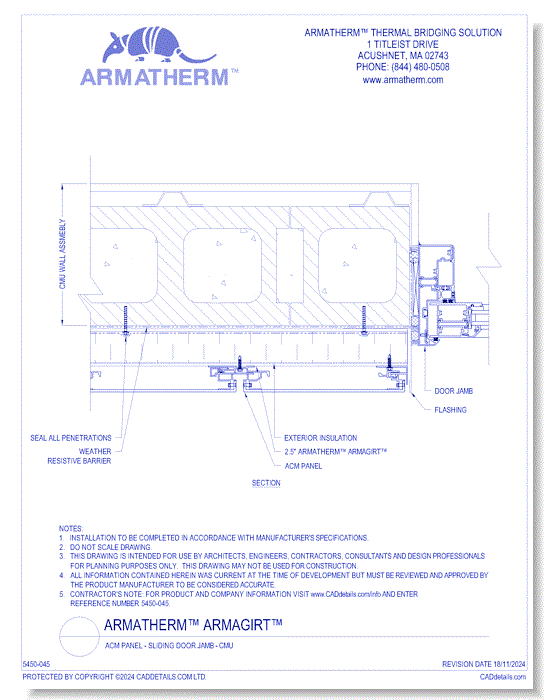 Armatherm™ Z Girt: ACM Panel - Sliding Door Jamb - CMU