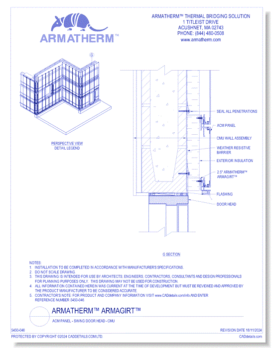 Armatherm™ Z Girt: ACM Panel - Swing Door Head - CMU