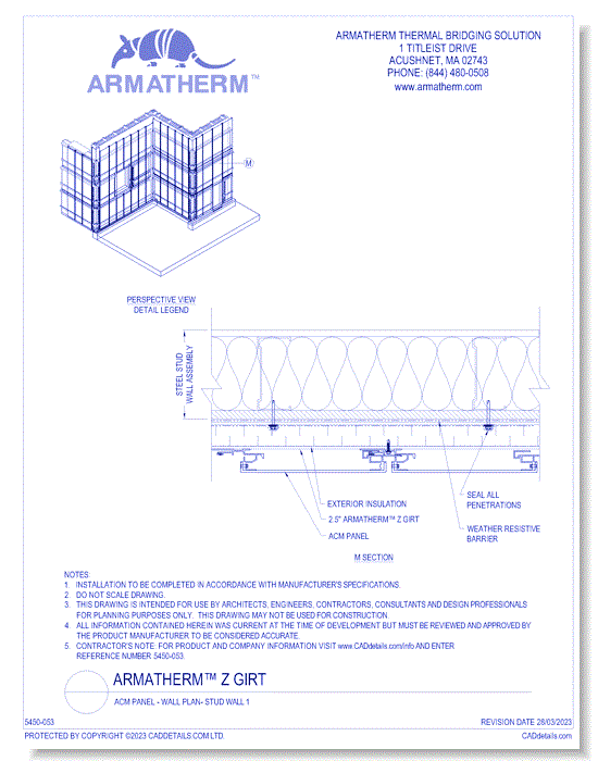 Armatherm™ Z Girt: ACM Panel - Wall Plan- Stud Wall 1
