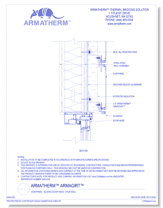 Armatherm™ Z Girt: ACM Panel - Sliding Door Head - Stud Wall