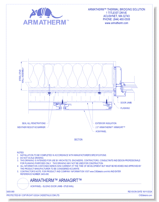 Armatherm™ Z Girt: ACM Panel - Sliding Door Jamb - Stud Wall