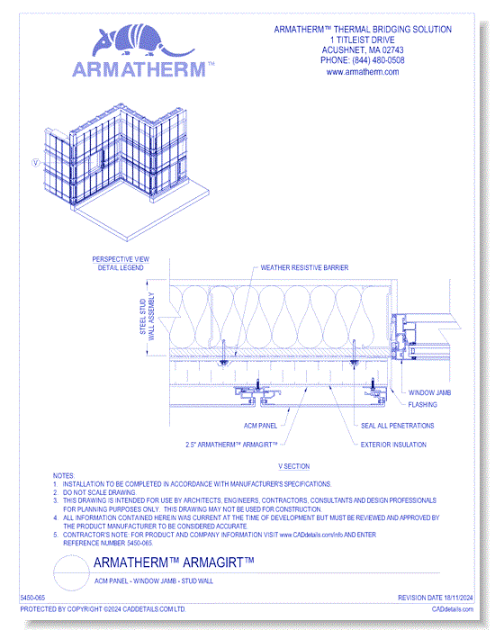 Armatherm™ Z Girt: ACM Panel - Window Jamb - Stud Wall