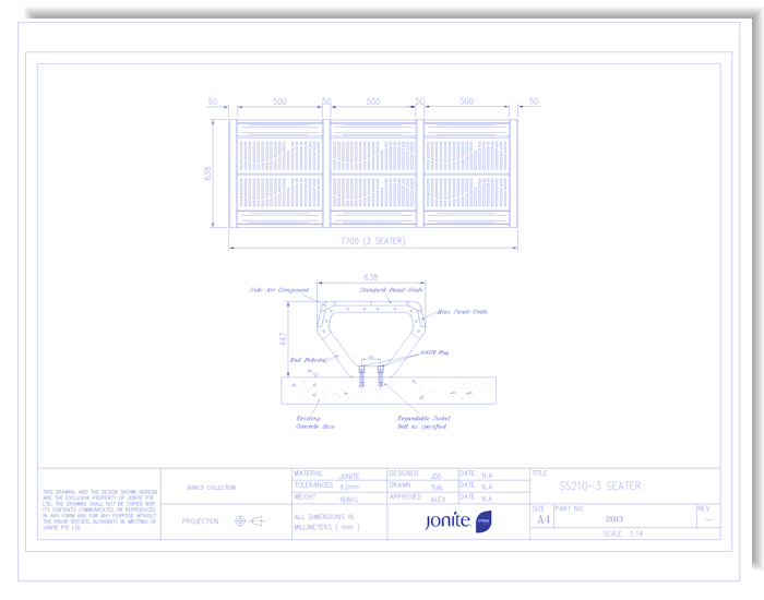 Street Benches: SS Series (SS210-3 SEATER)