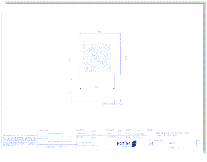 Trench/Pool Grates: Baby Pebbles (67111C_90°BP300H25)