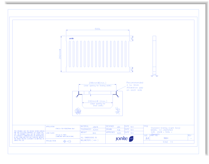 Trench/Pool Grates: Slotted (31114_C2-292H25LD)