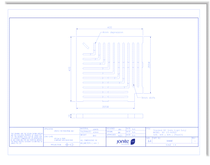 Trench/Pool Grates: Slotted (34116C_90°C3-H25LD)
