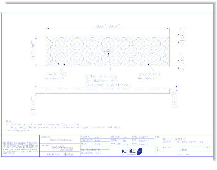 Trench/Pool Grates: Keyholes (U32112_TG-KEYHOLES-124)