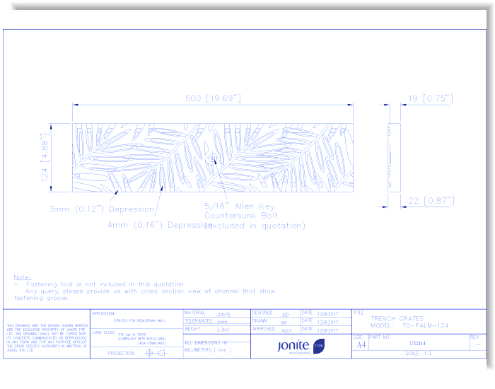 Trench/Pool Grates: Palm (U32114_TG-PALM-124)