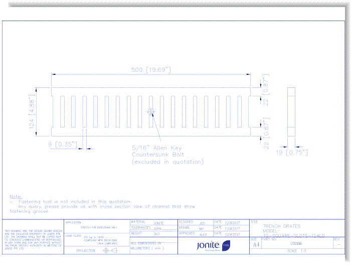Trench/Pool Grates: Square Slots (U32116_TG-SQUARE-SLOTS-124LD)