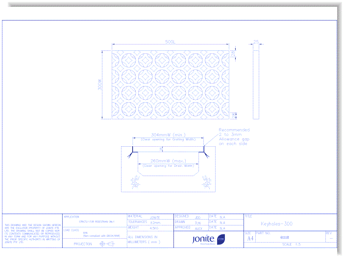 Trench/Pool Grates: Keyholes (61118_KEYHOLES-300)