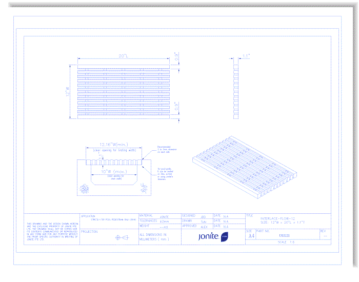 Heavy Overflow Pool Grates: Overflow Interlace (U63121_INTERLACE-FLOW-12)