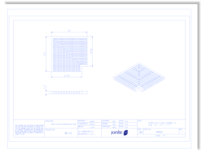 Heavy Overflow Pool Grates: Overflow Interlace (U63122_INTERLACE-FLOW-CORNER-12)