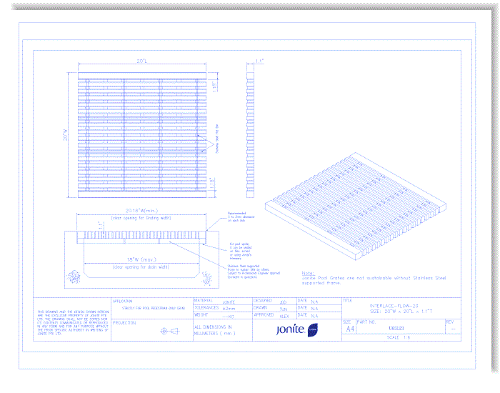 Heavy Overflow Pool Grates: Overflow Interlace (U63123_INTERLACE-FLOW-20)