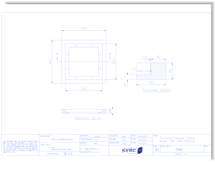 Sump Covers/Basin Grates: Slotted (53110C_TRF300-300H25)