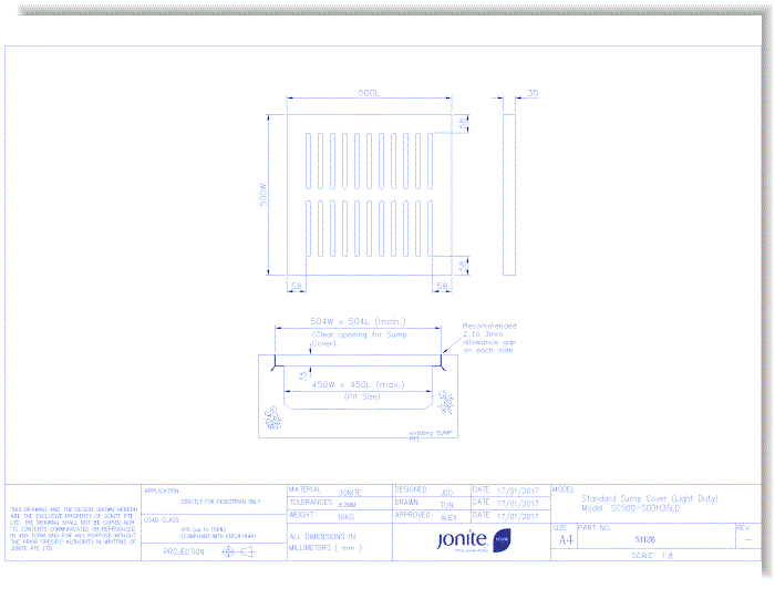 Sump Covers/Basin Grates: Slotted (51128_SC500-500H35LD)