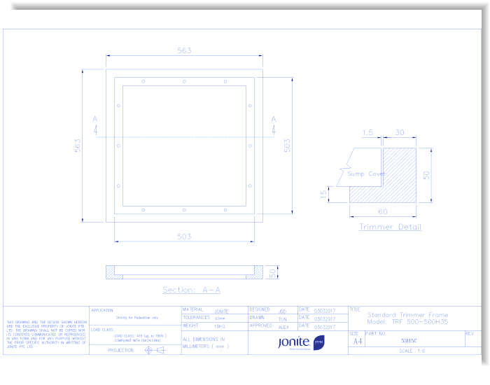Sump Covers/Basin Grates: Slotted (53115C_TRF500-500H35)
