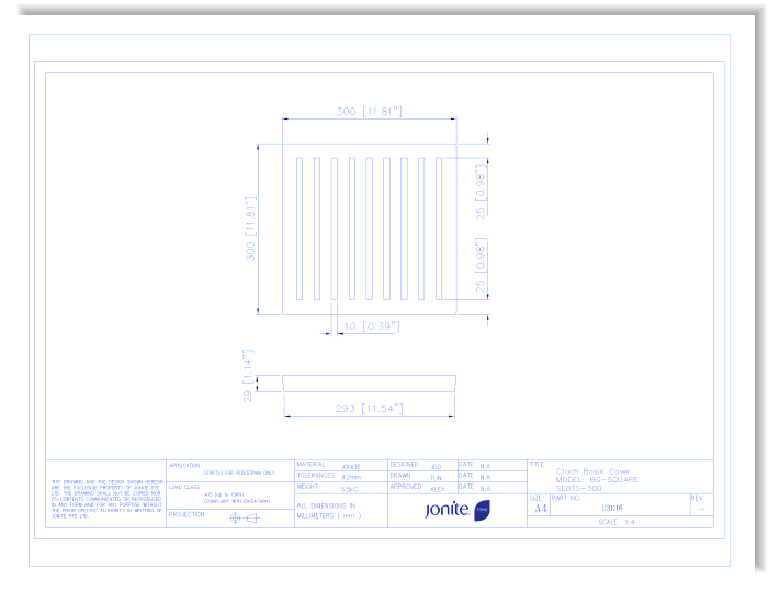 Sump Covers/Basin Grates: Square Slots (U31116_BG-SQUARE-SLOTS-300)