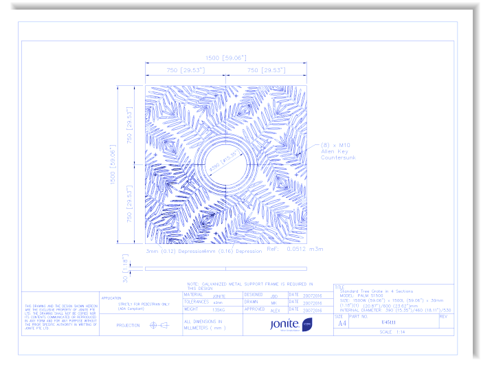 Tree Grates: ADA Palm (U45111_PALM S1500)