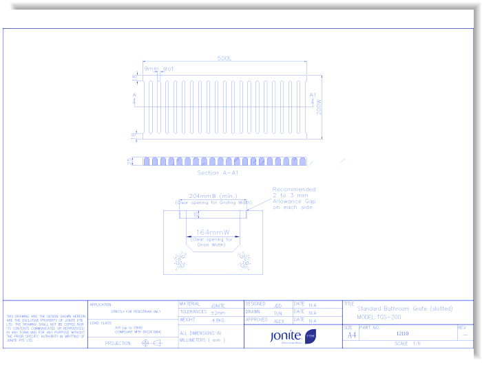 Bathroom Grates: Slotted (12110_TGS-200)