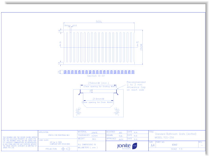 Bathroom Grates: Slotted (12112_TGS-250)