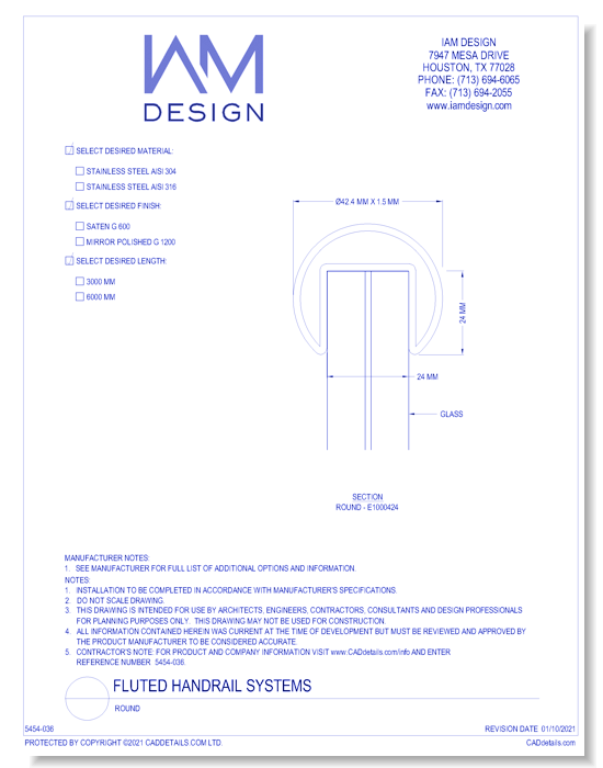 Fluted Handrail Systems: Round