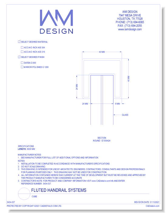 Fluted Handrail Systems: Cube