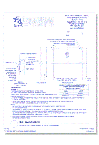 Football Netting: 40'H x 40'W Safety Netting System (FSNS64040)