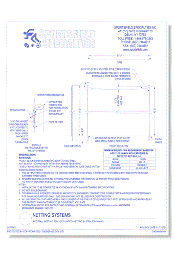 Football Netting: 40'H x 50'W Safety Netting System (FSNS64050)