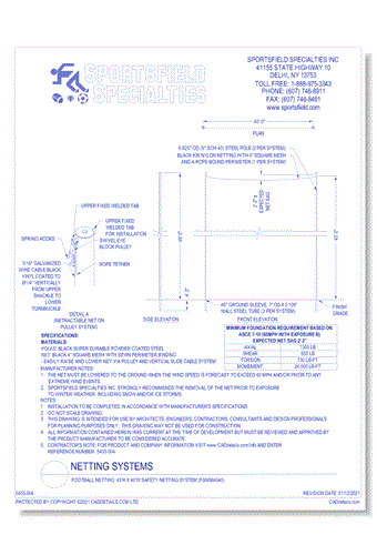 Football Netting: 45'H x 40'W Safety Netting System (FSNS64540)