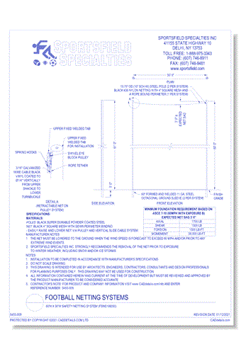 Football Netting: 60'H x 50'W Safety Netting System (FSNS106050)