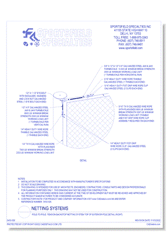 Pole-To-Pole: Tension Backstop Netting System - Detail A