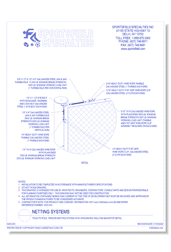 Pole-To-Pole: Tension Netting System with Integrated Wall Pad Backstop - Detail A