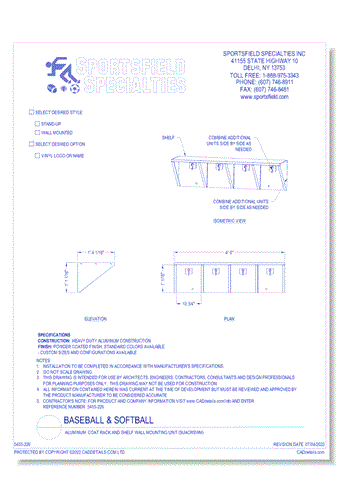 Aluminum: Coat Rack And Shelf Wall Mounting Unit (SUACRSWM)